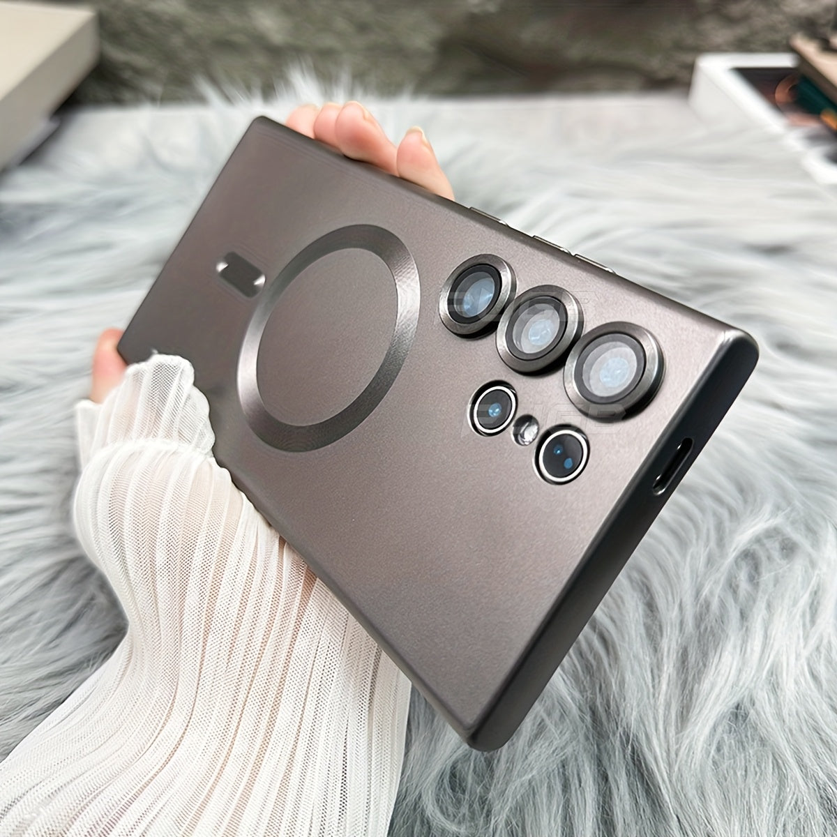 Luxury Matte Magnetic Soft Bumper Phone Case for Samsung Galaxy S21 Ultra Plus with Lens Protector and Wireless Charging