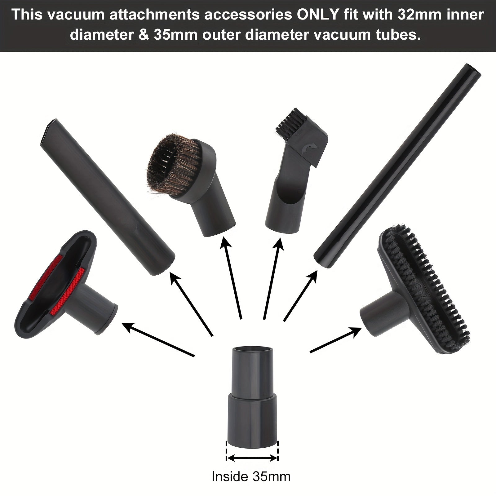 To'liq vakuum tozalash uchun aksessuarlar to'plami, changyutgich cho'tkalar va shlang adapteri bilan