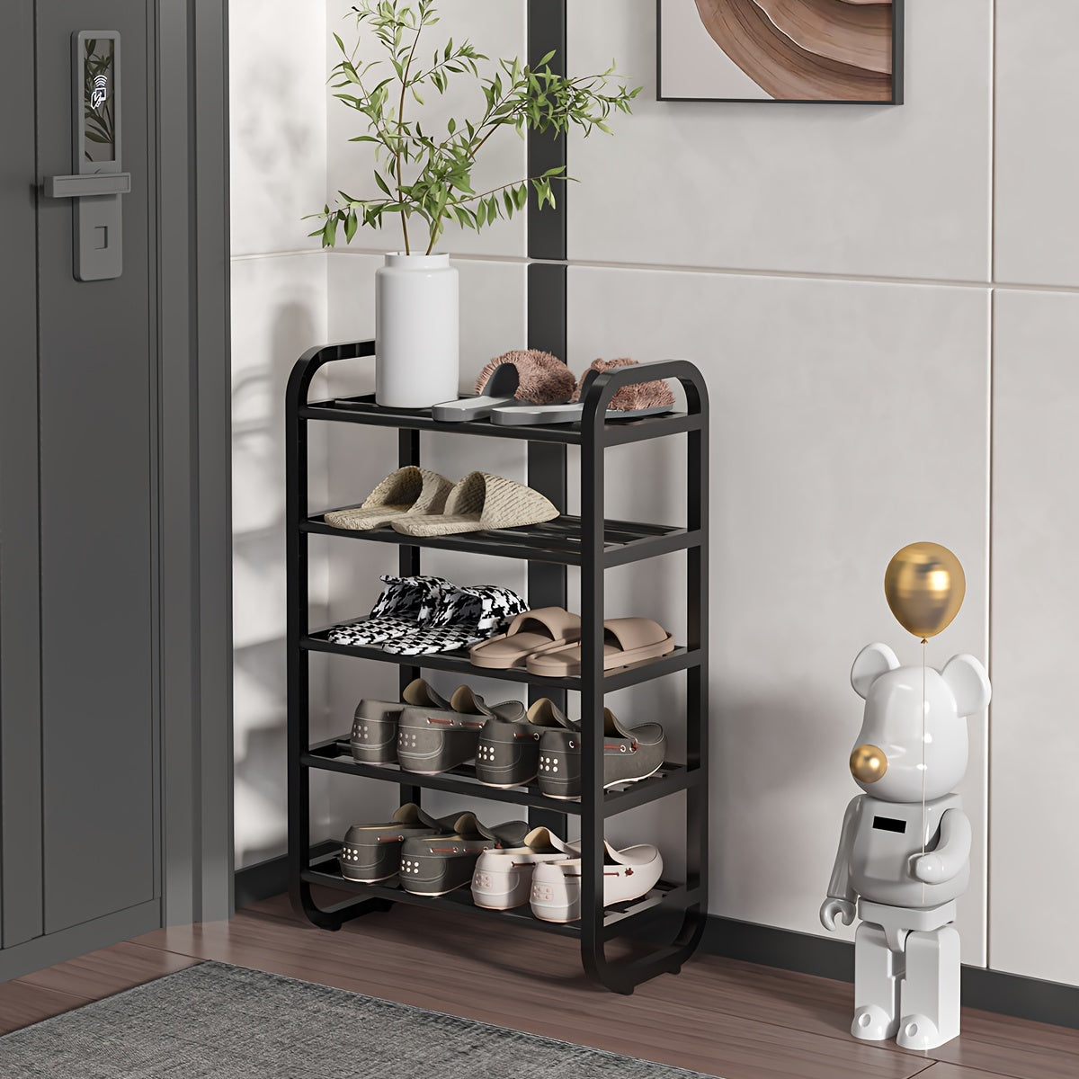 Estante para zapatos de metal de 4/5 niveles, ahorrador de espacio, apilable, organizador de armario de entrada