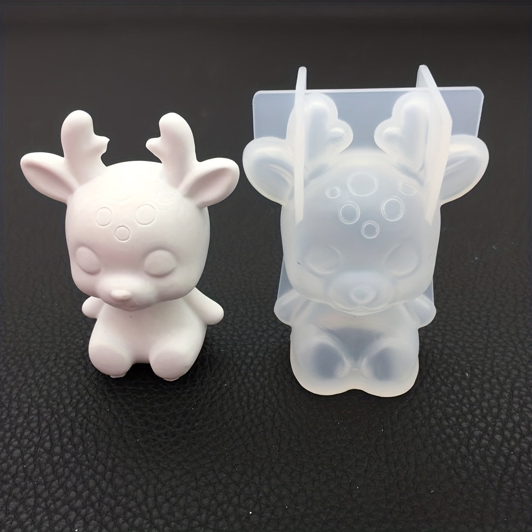 Silicone Christmas Deer Mold for Cake Decorating, Chocolate, Gummy, Soap, Ice Cubes
