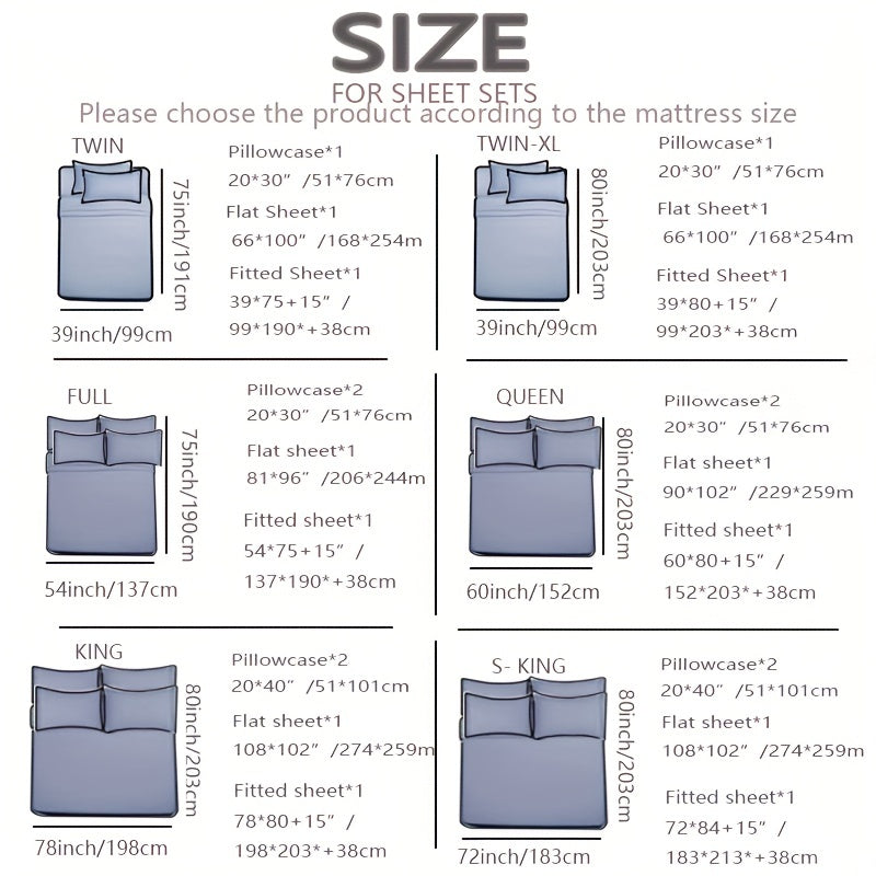 Luxury Fitted Sheet Set with Wrinkle and Stain Resistant Deep Pocket Bedding for Bedroom or Hotel