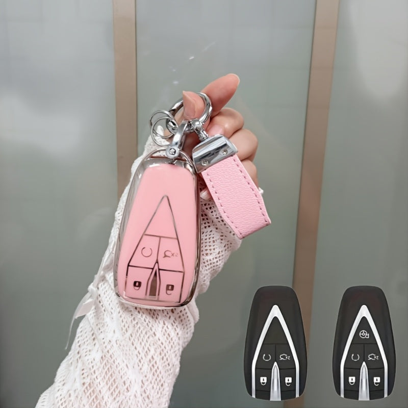 Luxury Pink TPU Car Key Cover for Smart Start Key Protector for Vehicles
