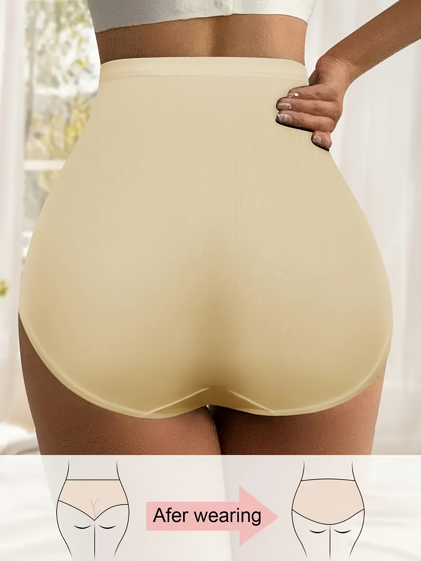 3-Pack High Waist Shapewear Panties with Alphabet Print Adjustable Cross Design Polyester Elastane Knit Fabric