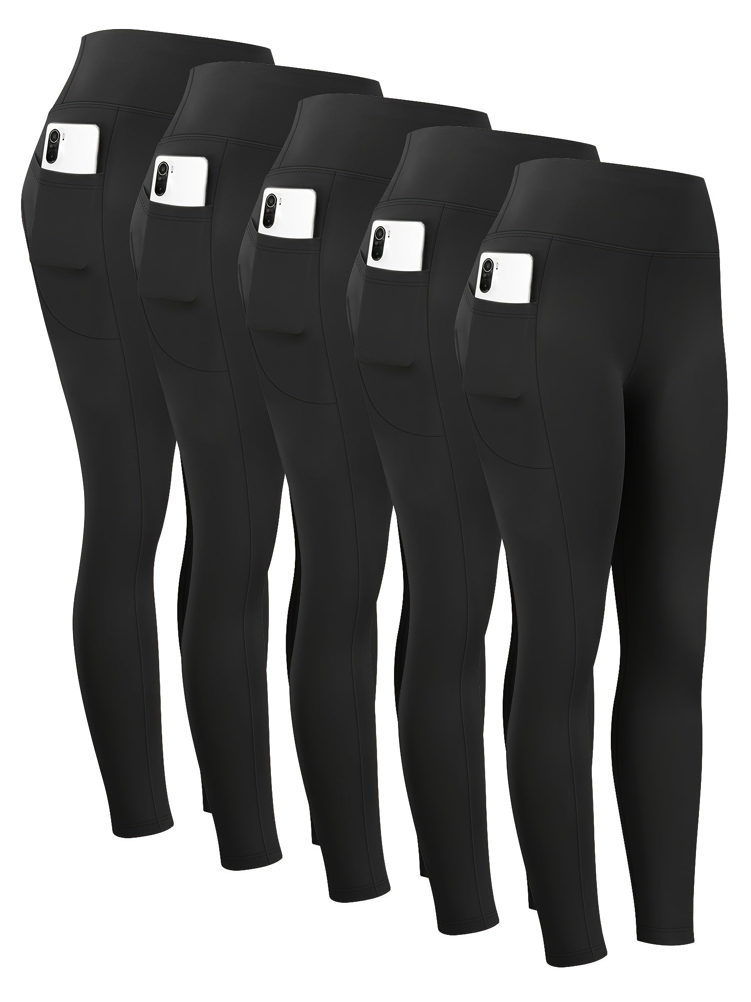 Women’s High-Waisted Tummy Control Leggings with Pockets for Running and Fitness