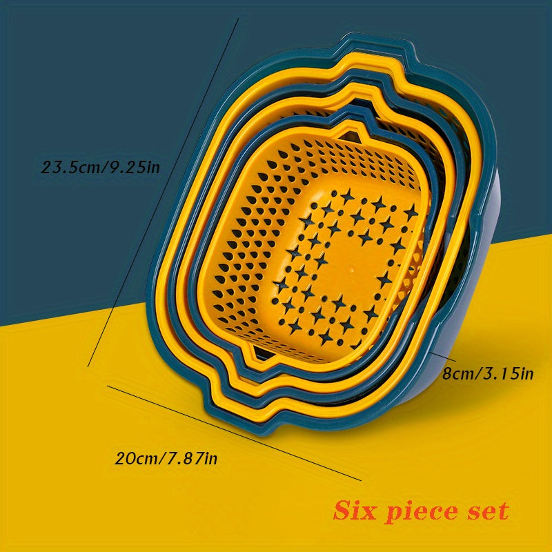 Juego de 6 cuencos de doble capa para lavar verduras con cestas de drenaje para cocina y baño