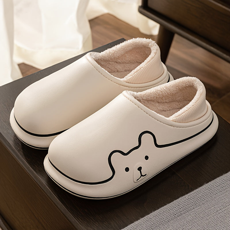 Women's EVA Slip-On House Shoes with Bear Face Design, Non-Slip Sole