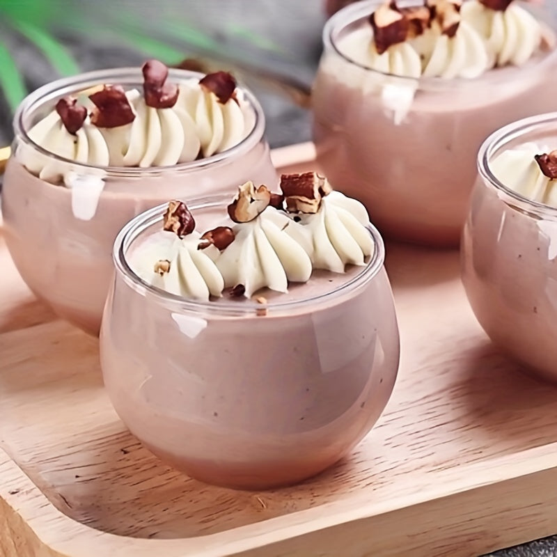 Set of 10 Disposable Round Dessert Cups 120ml for Cake Yogurt Ice Cream