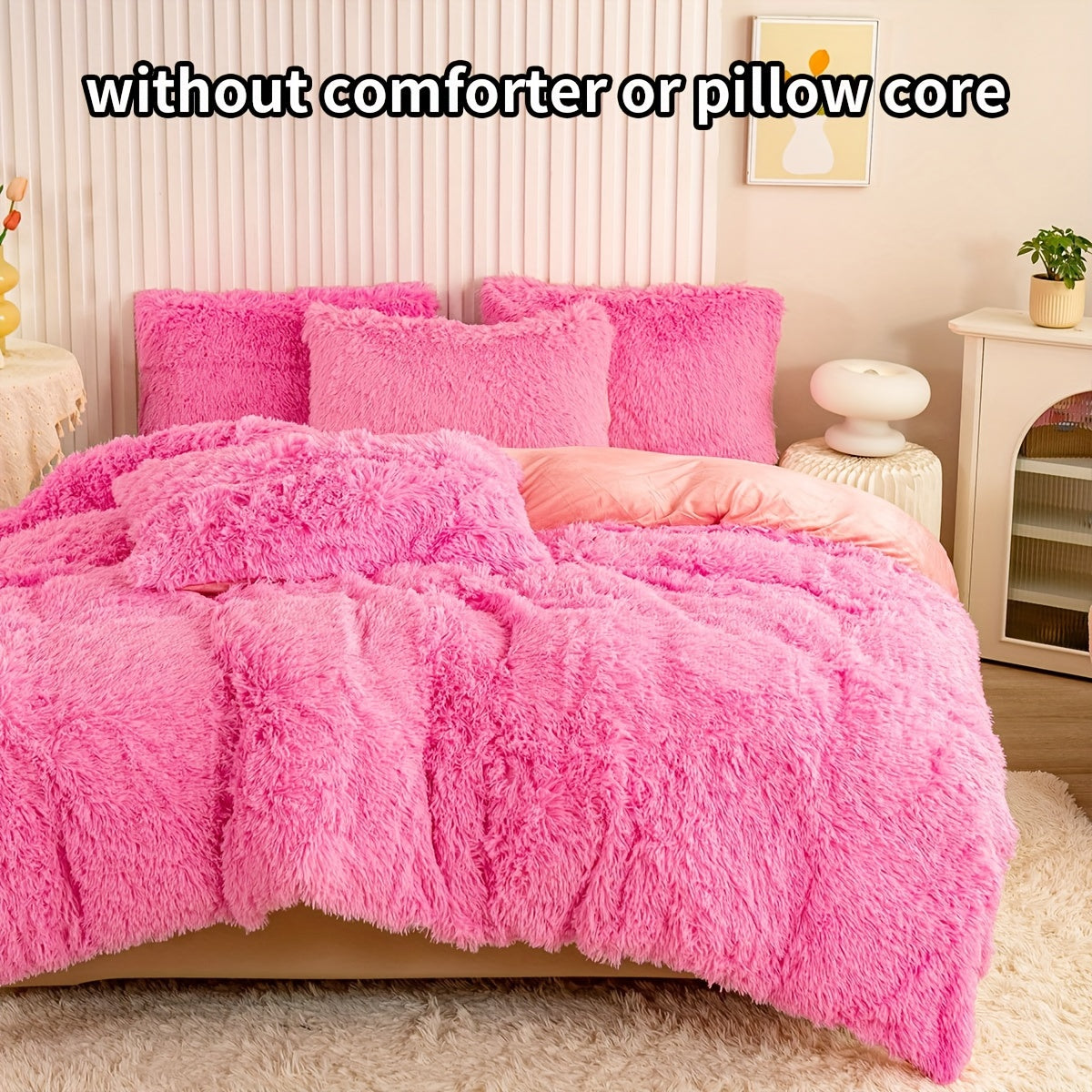 Set of 3 Pink Polyester Bedding Pieces for All Seasons Bedroom Decor