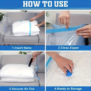 Set of 3 Vacuum Storage Bags with Hand Pump for Travel and Home Organization