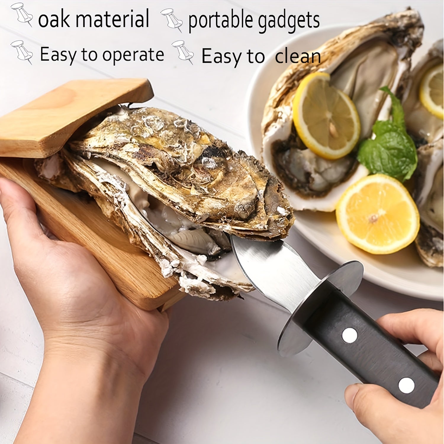 Handheld Wooden Oyster Shucking Tool Seafood Clamp for Effortless Opening