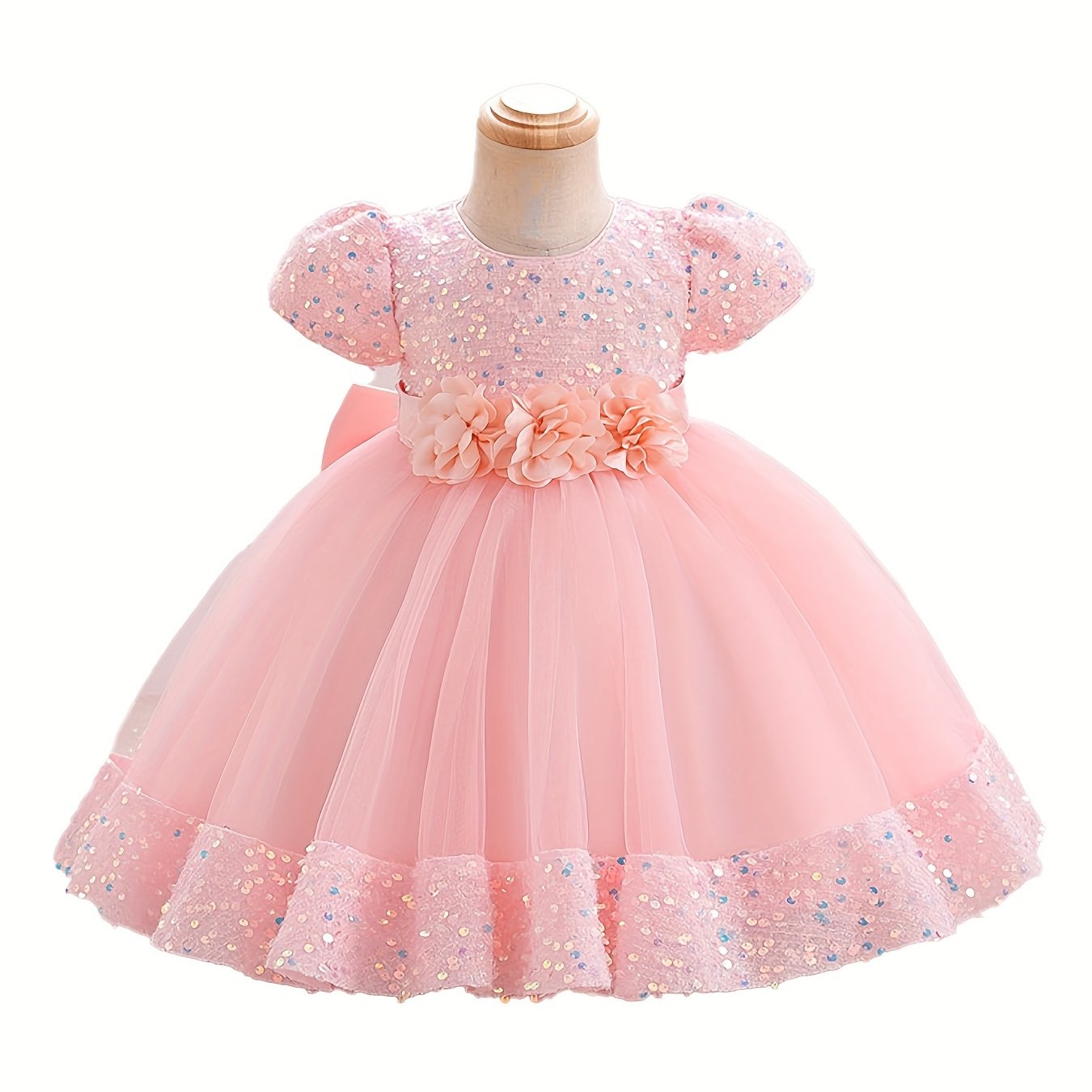 Girls Red Princess Dress with Sequin Tulle Overlay Boho Style for All Seasons