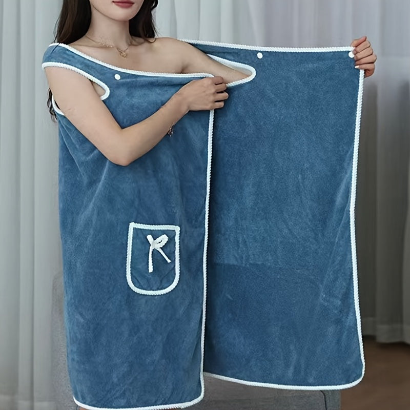 Women's Coral Fleece Wearable Bath Towel Wrap Lightweight Modern Style for Spa Pool Gym Travel Home