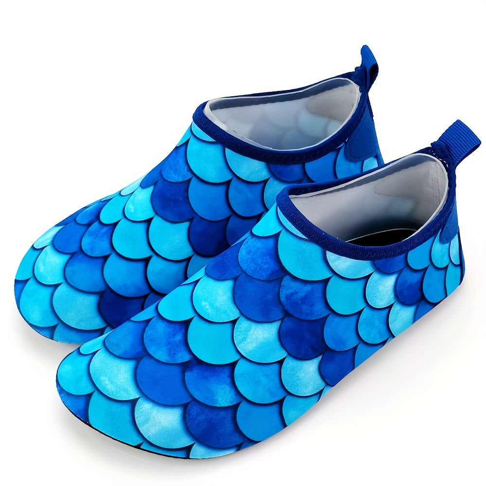 Toddler Girls Water Shoes Fish Scale Print Lightweight Summer Beach Slip-On