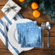 Set of 20 Blue Snowflake Paper Napkins for Winter Christmas or Birthday Party