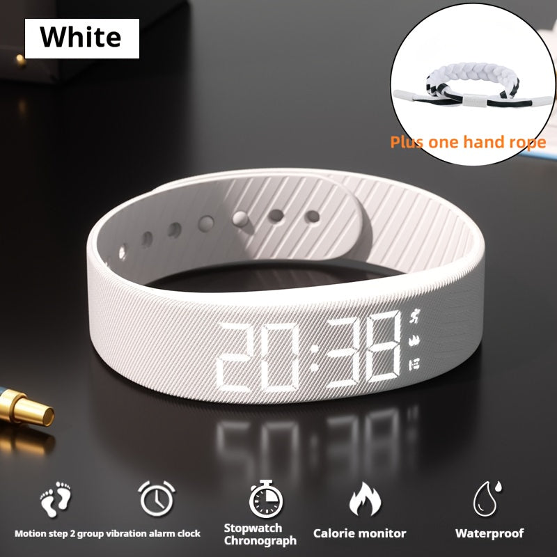 Digital Smartwatch for Students and Sports Enthusiasts White and Black Luminous Display Timer Alarm Silicone Band Rechargeable