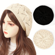 Women’s Breathable Acrylic Beret Hat for Daily Wear with Elastic Fit and Woven Design