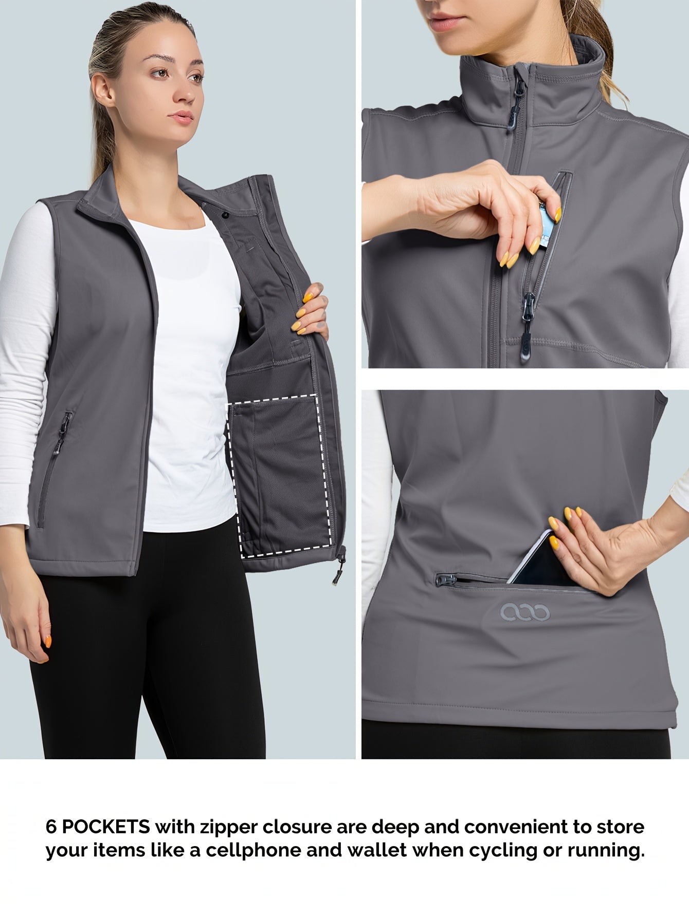 Женский легкий ветронепроницаемый софтшелл жилет для бега, темно-синий, размер 33 см