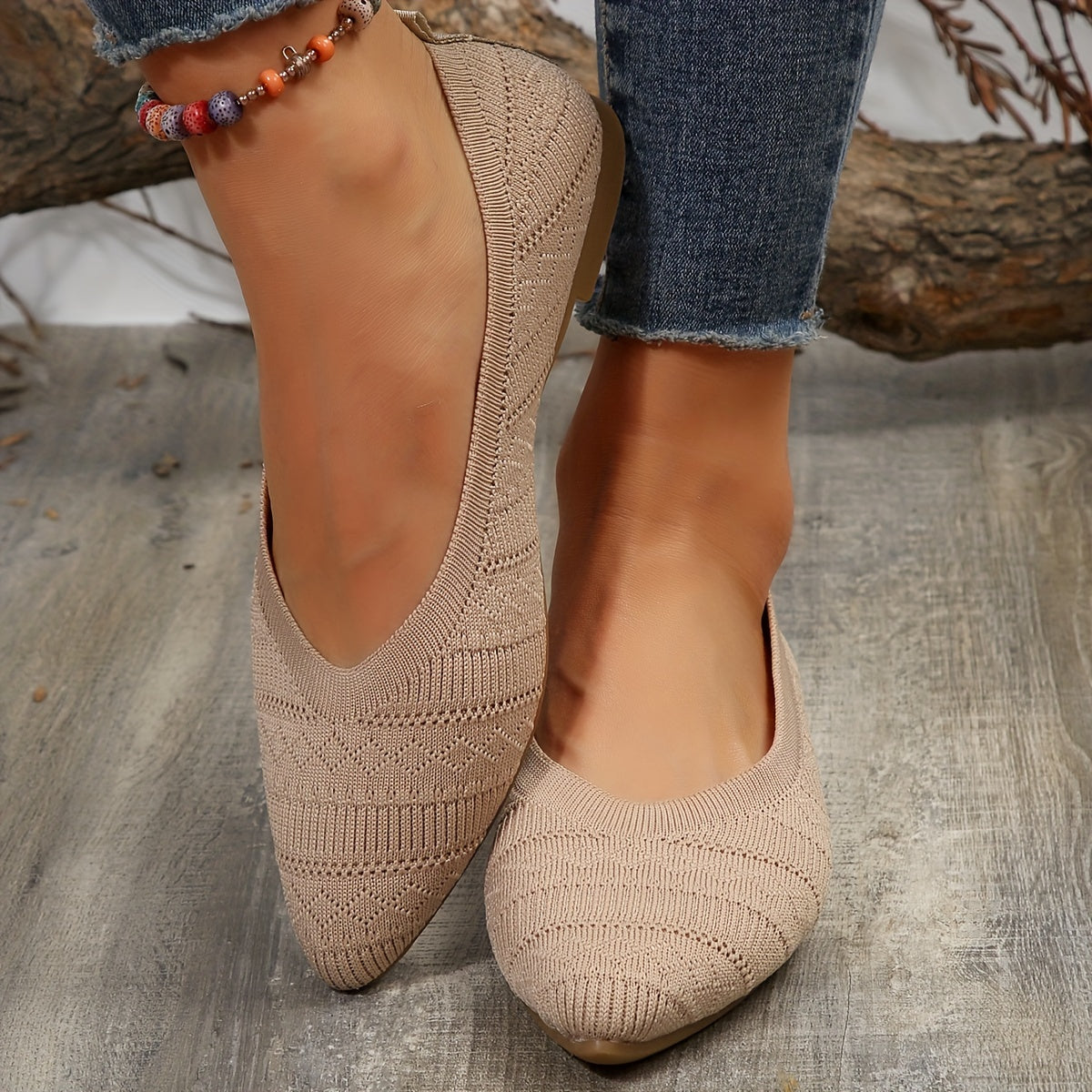 Women's Breathable Knit Slip-On Flats with Soft Fabric Upper