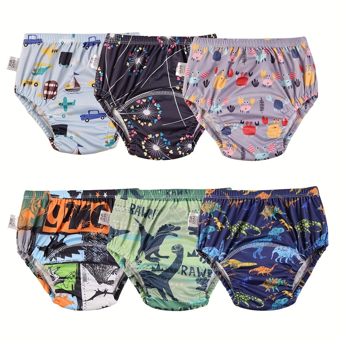 Reusable Baby Cloth Diapers 6-Pack Leakproof Pocket Training Pants for 0-3 Years