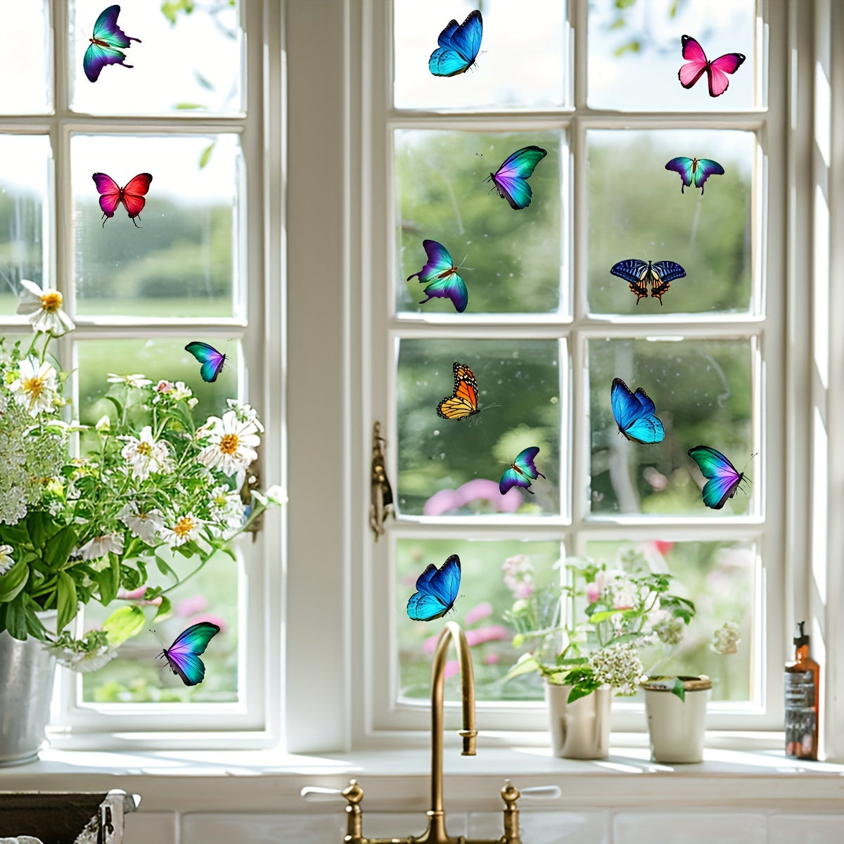 Butterfly Glass Stickers Decor PVC Peel and Stick Wall Decals for Windows and Nursery