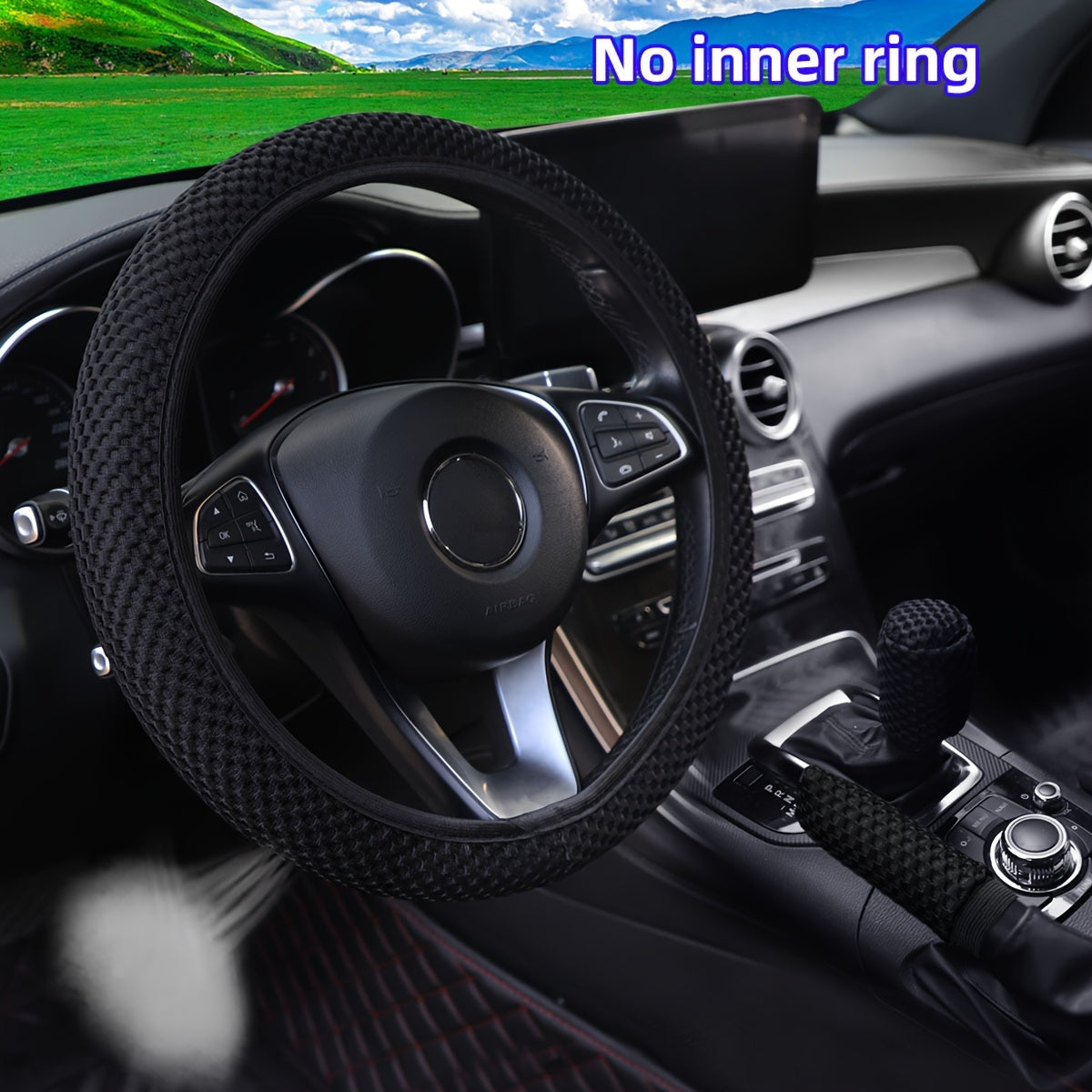 3pcs Breathable Mesh Car Steering Wheel Cover Anti-slip Sweat-absorbing 35-38cm