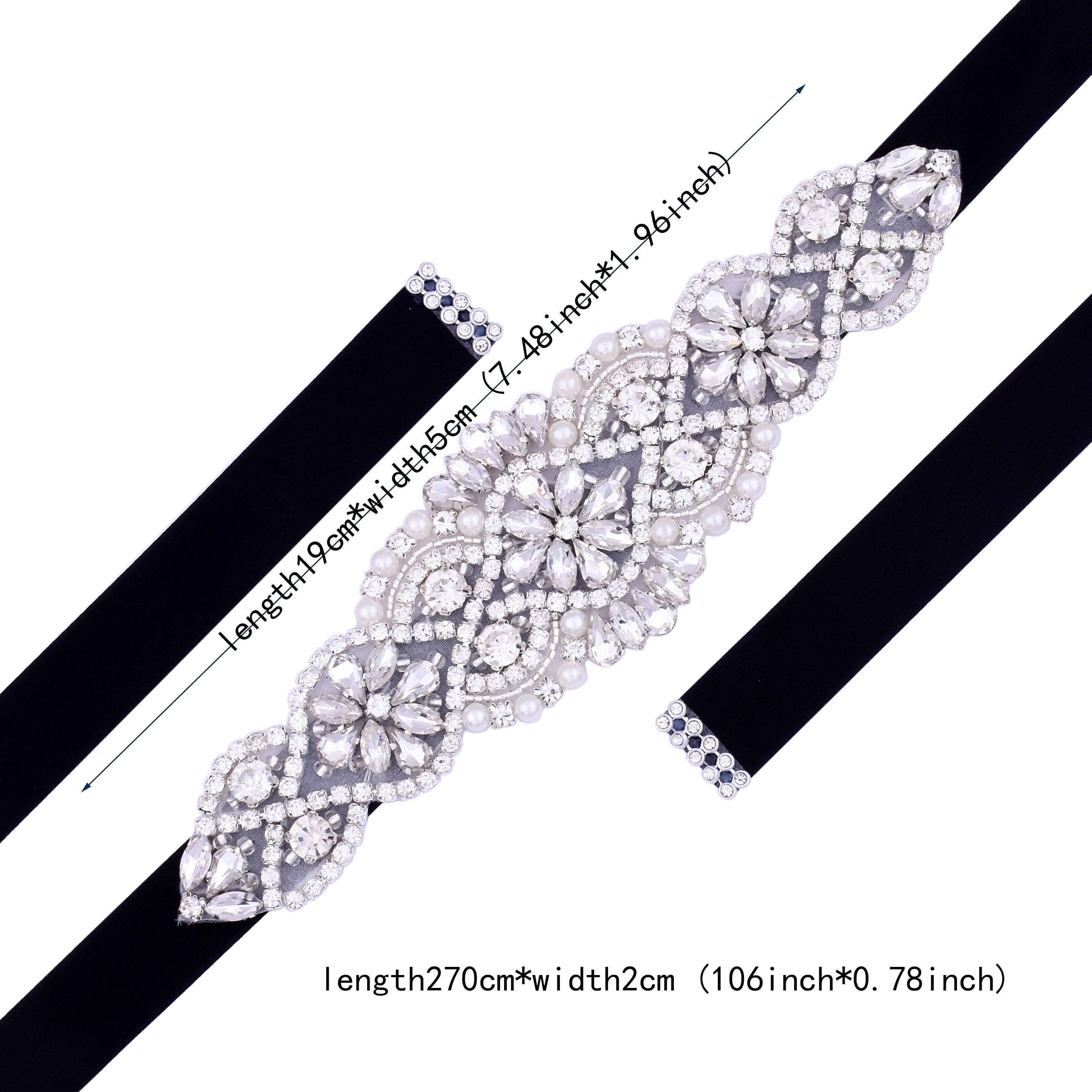 High-End Wedding Sash with Rhinestones for Bridal Dress and Ball Gown