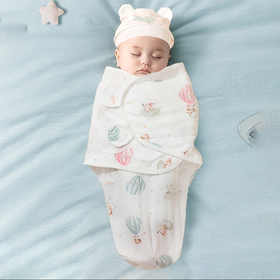 Conjunto de manta de arrullo para recién nacidos para bebés de 0 a 6 meses, saco de dormir de algodón para niños y niñas