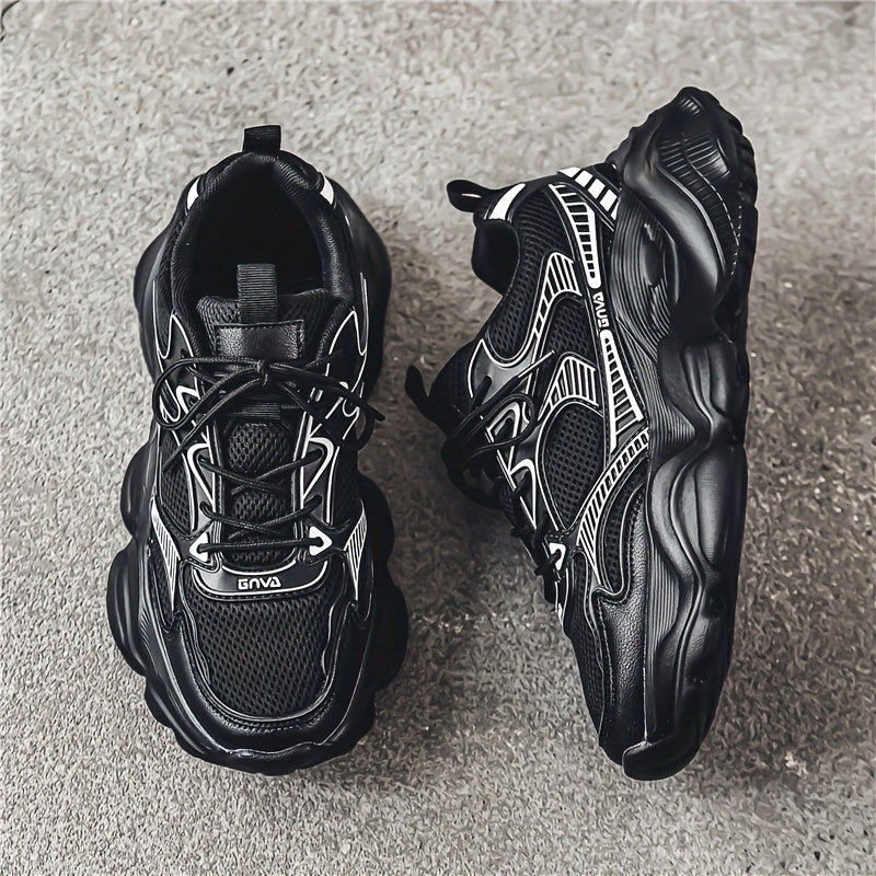 Men's Mesh Casual Sneakers Low Top Lace-Up All-Season Vintage Chunky Shoes