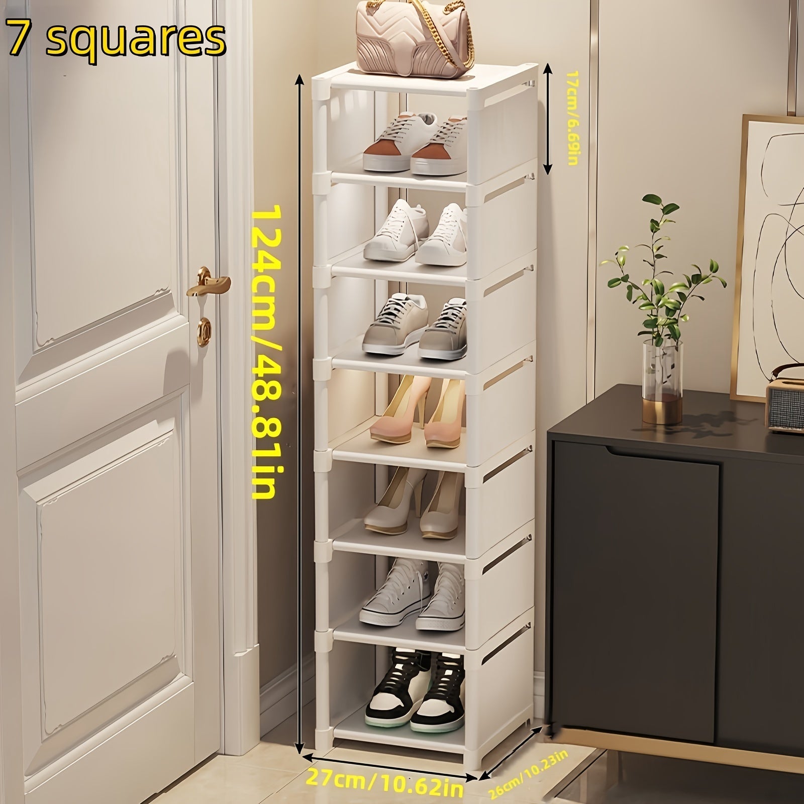 Multi-Tier Fabric Shoe Rack with Metal Frame Space-Saving Storage for Entryway Bedroom Hallway