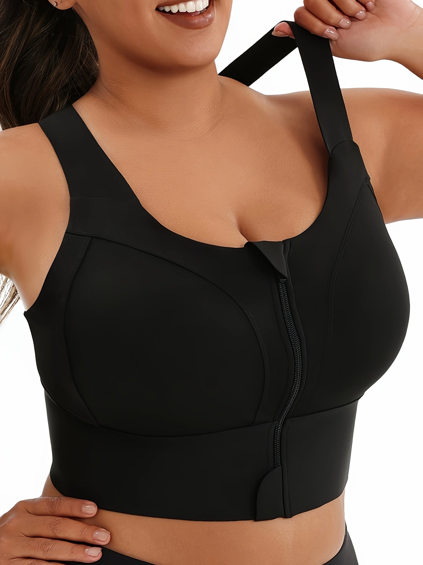 Women's Plus Size High Support Sports Bra for Yoga Running Black