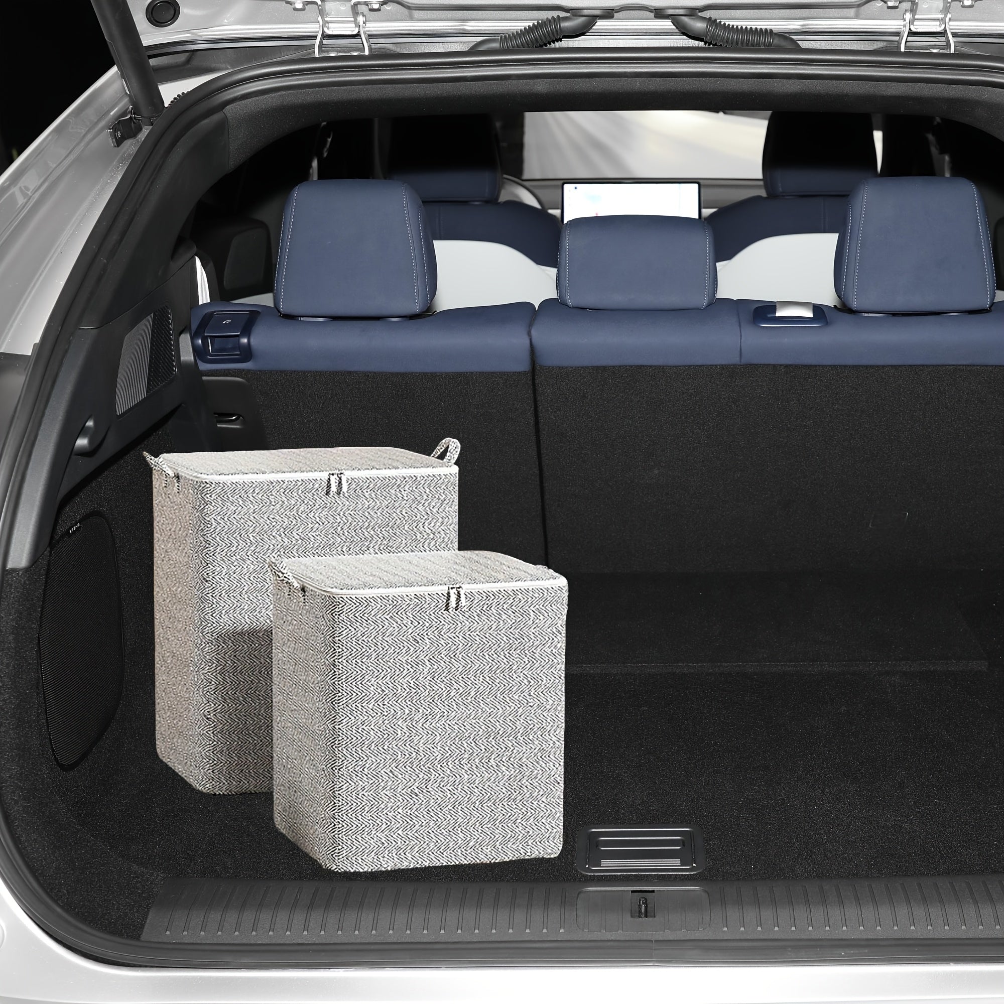 Large Folding Car Trunk Organizer with Zipper Durable Washable Fabric Storage