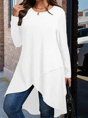 Women's Solid Color Irregular Long T-Shirt Casual Wear