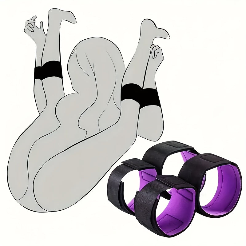 Women Soft Padded Adjustable BDSM Cuffs and Thigh Sleeves Set