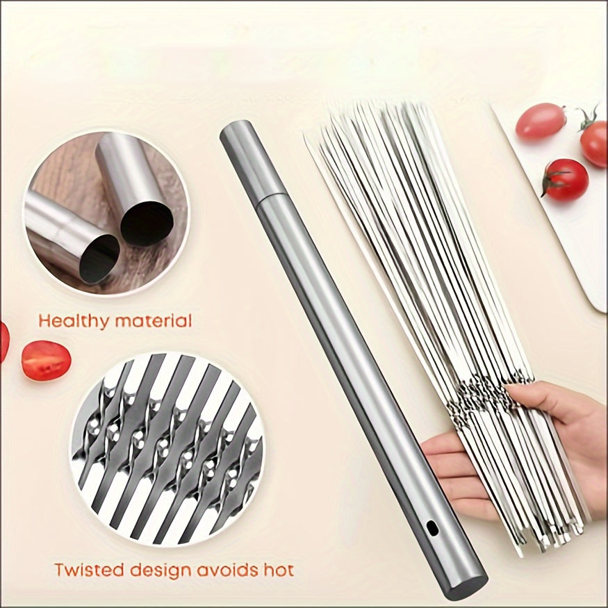 Stainless Steel Barbecue Skewers Set for Grilling and Outdoor Picnics 50/30 Pieces