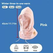 Winter 3-in-1 Ski Hat Face Mask Neck Warmer Polar Fleece Sports Cap