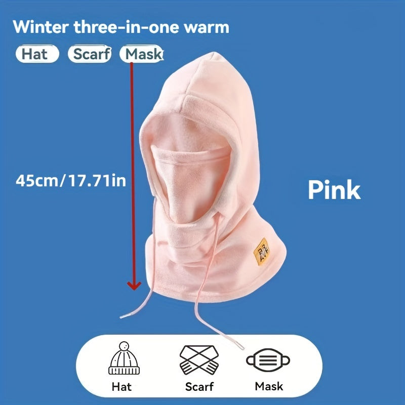 Winter 3-in-1 Ski Hat Face Mask Neck Warmer Polar Fleece Sports Cap