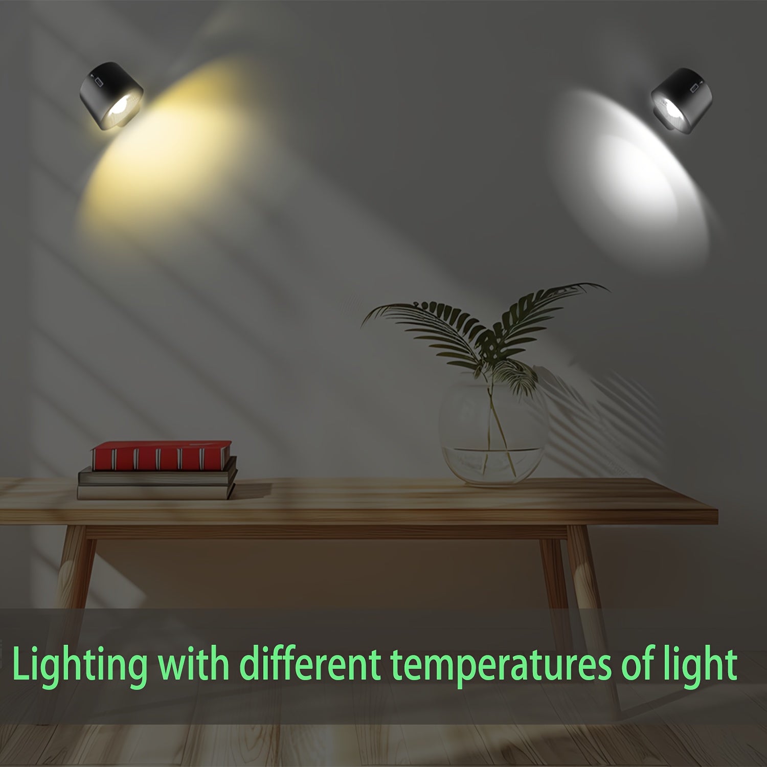 LED Wall Light with Rechargeable Battery, Adjustable Brightness and Color Temperature