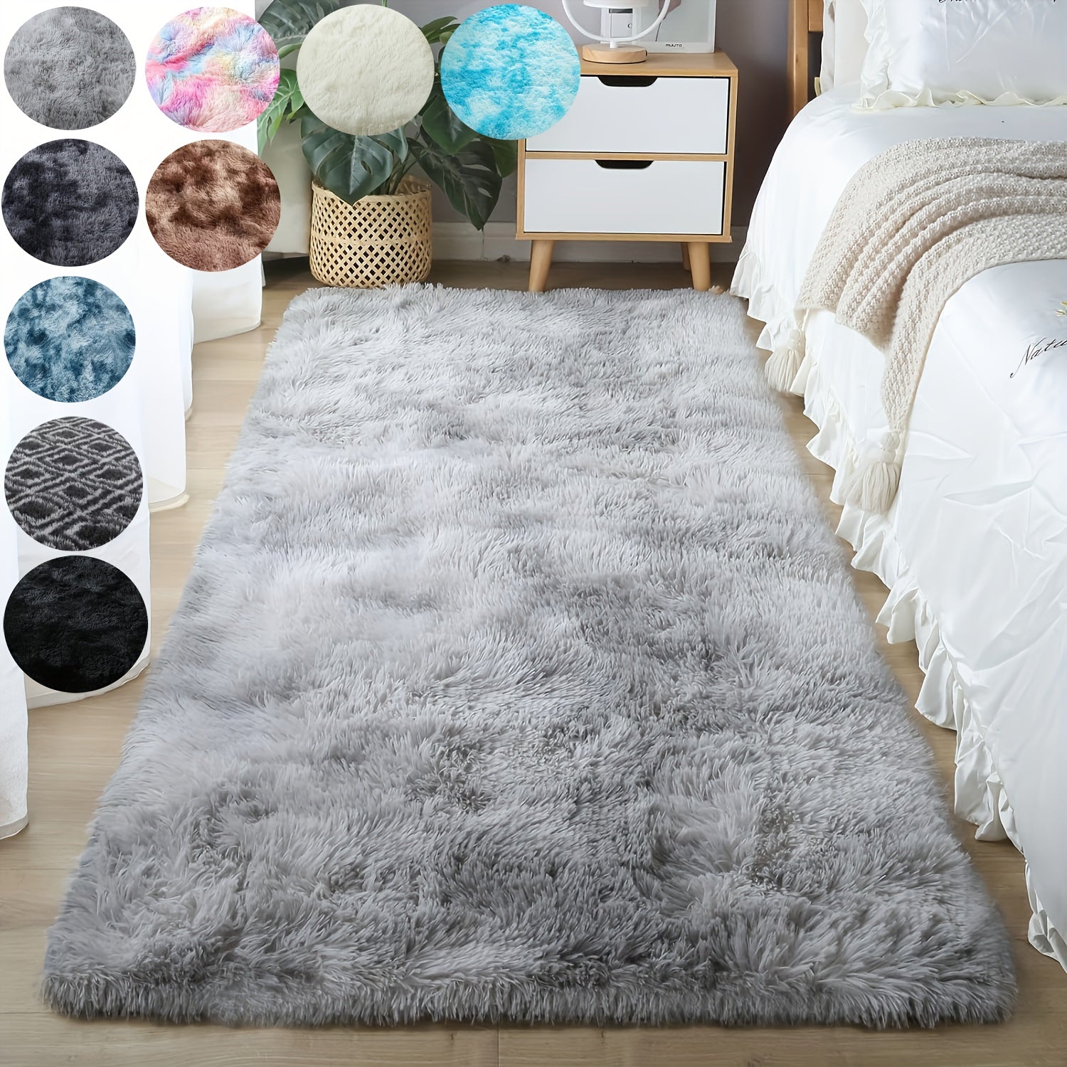 Soft Plush Drum Carpet Area Rug Non-Slip Washable Fabric Bedroom Living Room Dorm Decor