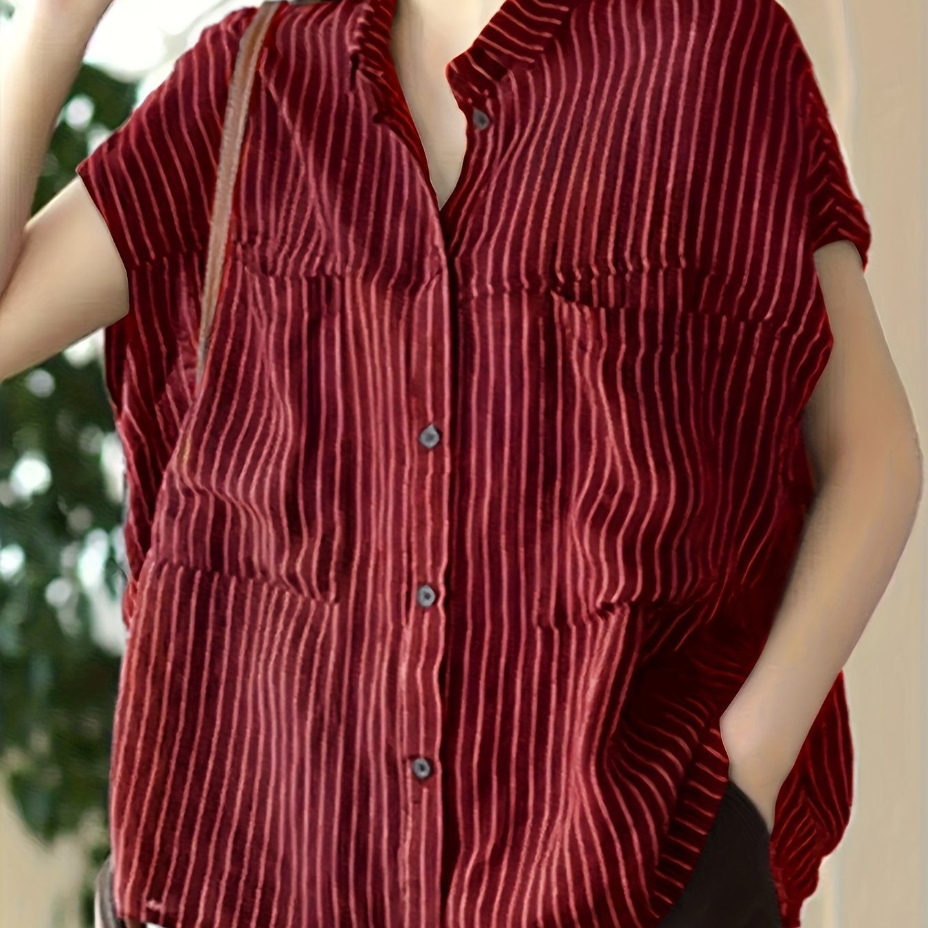 Plus o'lcham ayollar uchun erkin fit tugma bilan yopiladigan ko'ylak qora oq chiziqlar ofis kundalik