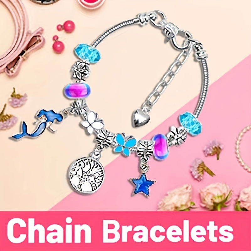 Set of 5 Snake Chain Bracelets with Adjustable Charms and Heart Extenders for DIY Jewelry Making