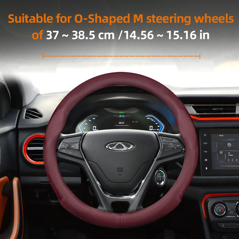 Universal Leather Steering Wheel Cover Breathable Thin Car Accessory Black Burgundy Brown