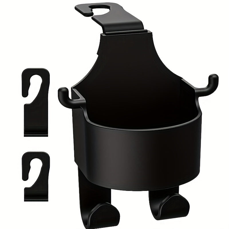 2-Pack Car Seat Headrest Hooks with Built-In Cup Holders Durable PP