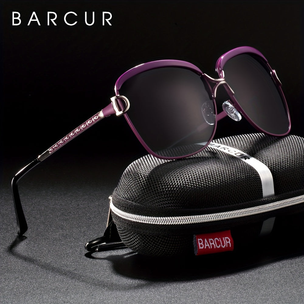 Gafas de sol polarizadas de mujer de gran tamaño con lentes de degradado UV400 y estuche