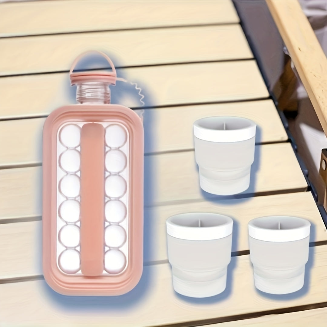 Unisex Folding Ice Maker and Water Bottle Set for Cocktails and Barbecue