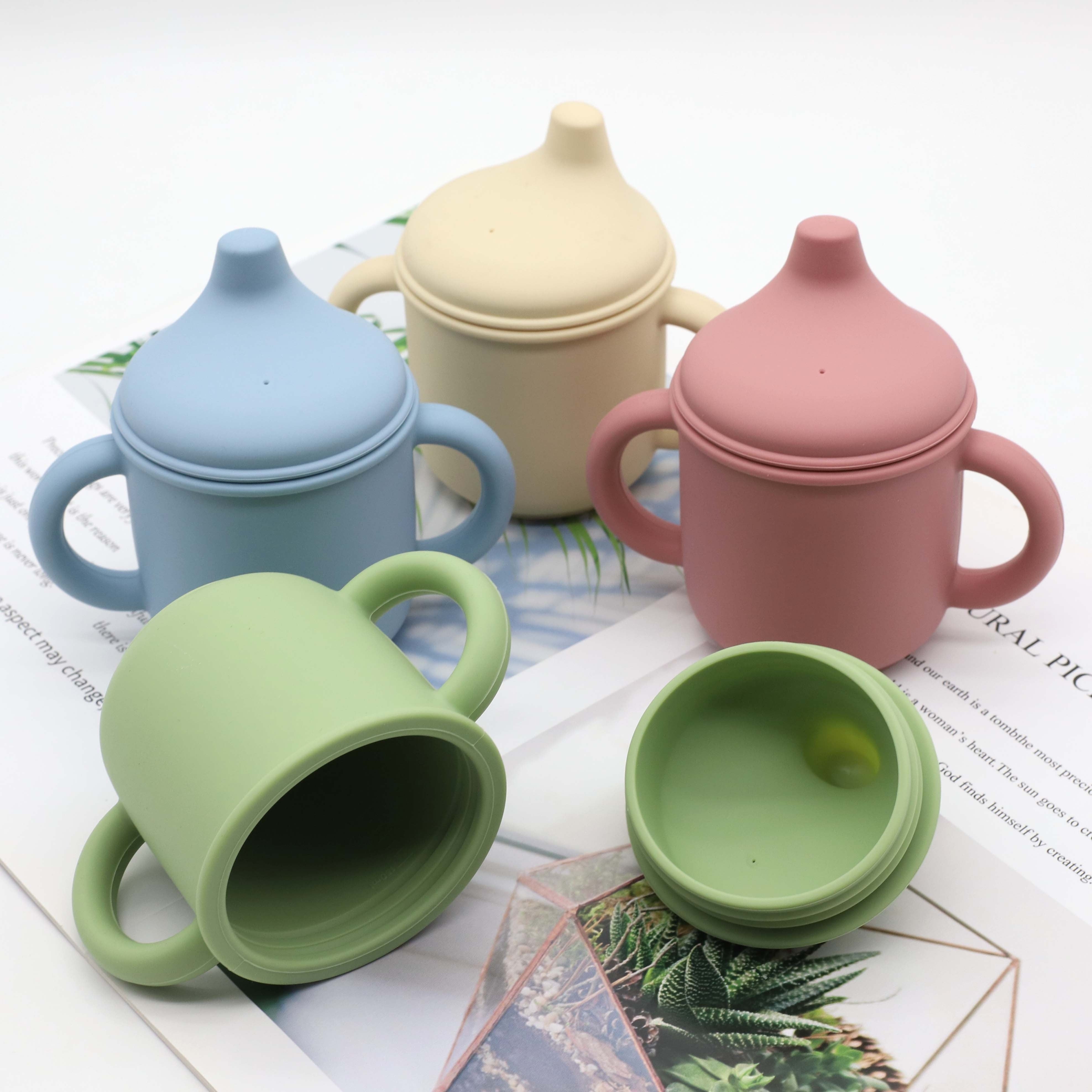 Set of 8 Food Grade Silicone Baby Tableware Including Bib Plate Bowl Cup Spoon Fork Gift