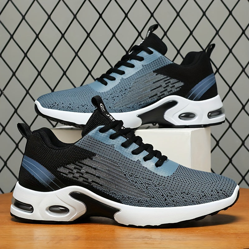 Men's Color Block Breathable Running Shoes with Lace-Up Design and Rubber Sole