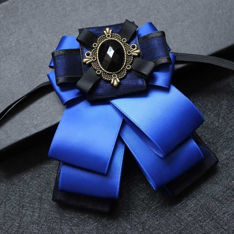 Erkaklar uchun ikki qatlamli rasmiy kostyum, gulli yaka va kamon bilan, to'y va banket uchun