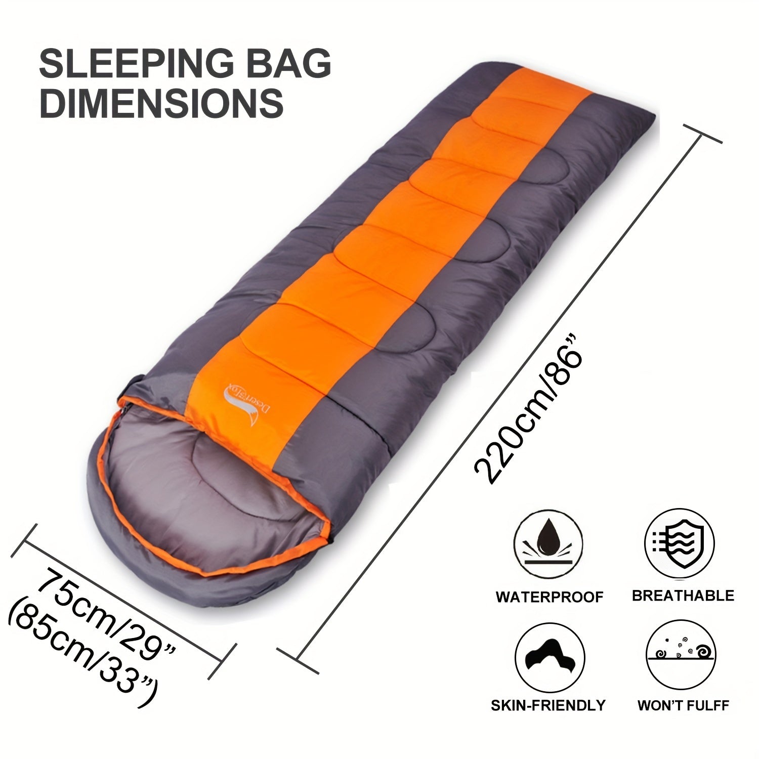 Lightweight 3-Season Synthetic Fiber Sleeping Bag for Backpacking Camping Hiking Travel