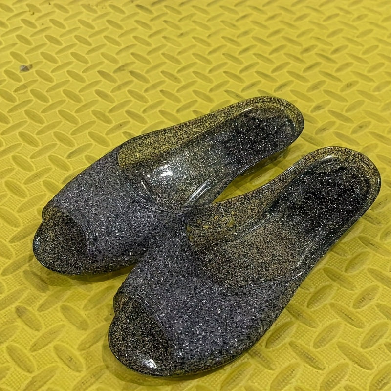Women Glittery Open-Toe Slides Breathable TPU Summer Sandals Anti-Slip