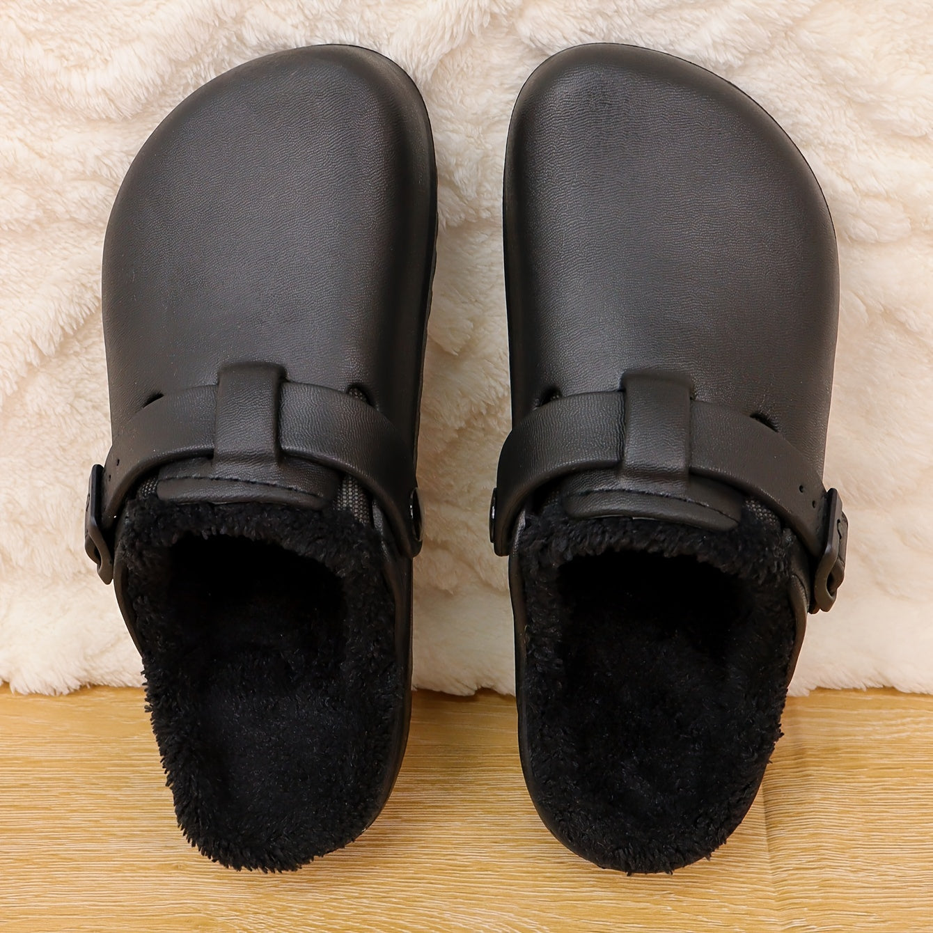 Women's Fluffy Solid Color Clogs with Thick Sole and Plush Lining